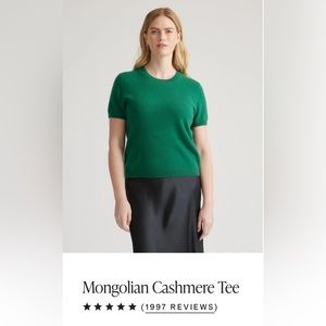 QUINCE Mongolian Cashmere Tee in Green | NWT